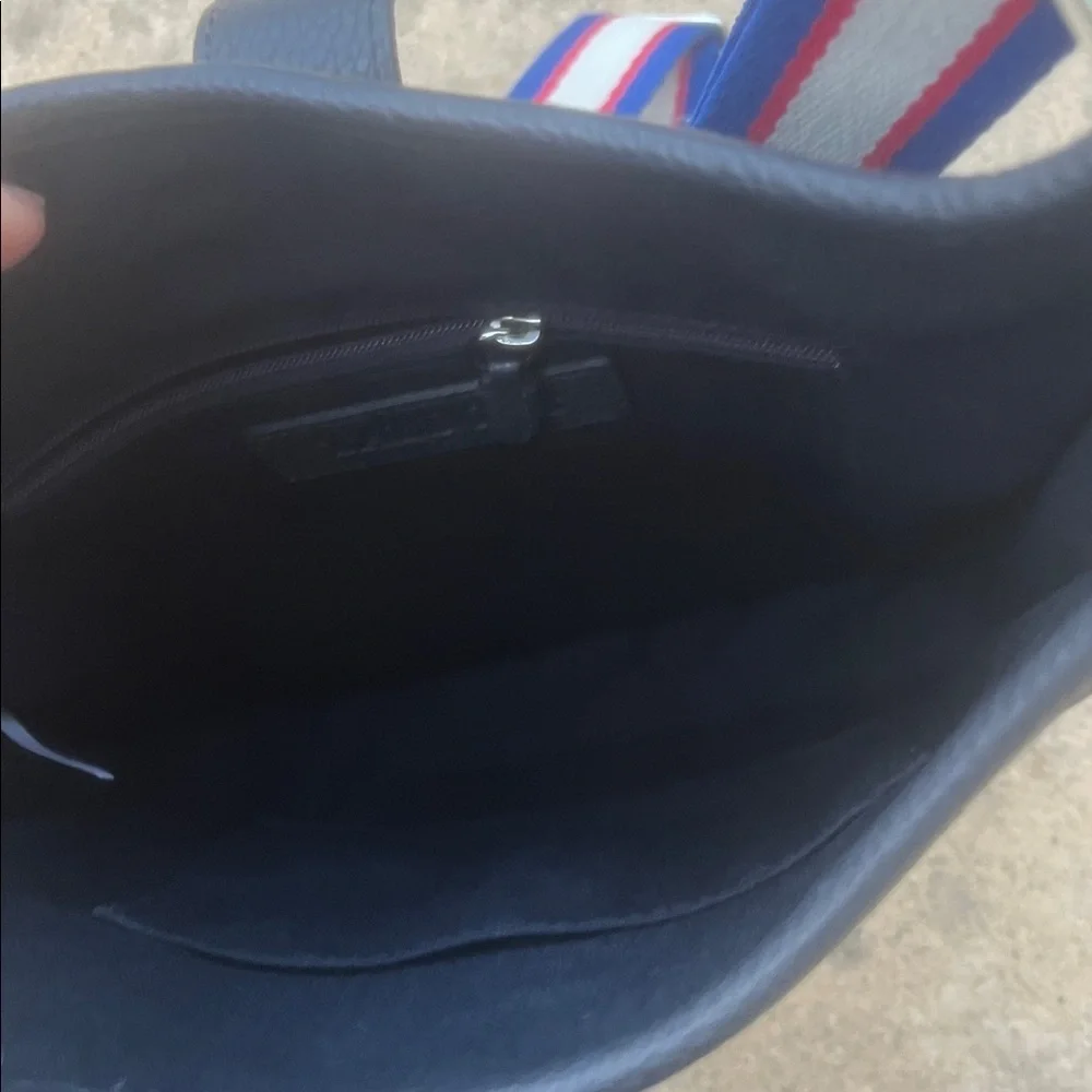 Talbots Navy Blue Leather Bucket Crossbody Purse